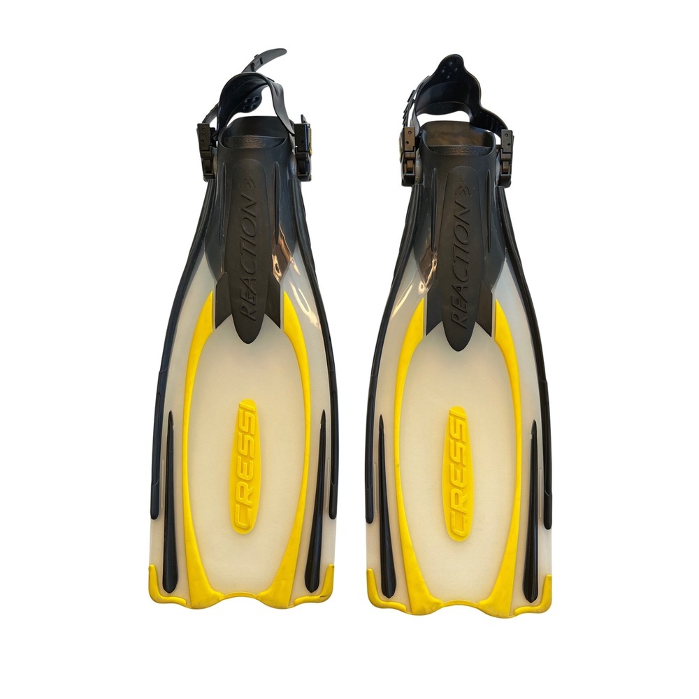 Cressi Reaction Open Heel Scuba Diving Fins Yellow Black Made in Italy Size S-M
